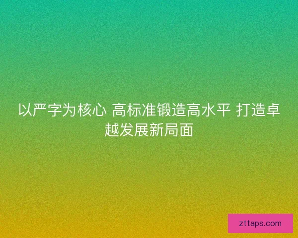 以严字为核心 高标准锻造高水平 打造卓越发展新局面